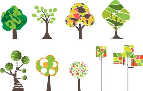 Different style trees Stock Illustration