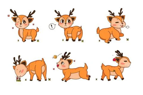 Different style of vector deer on a transparent background. Isolated objects, Stock-Illustration