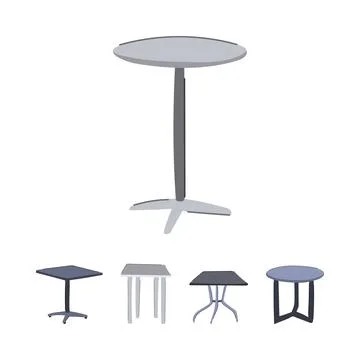 Different styles of modern metal bar and cafe tables Stock Illustration