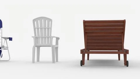 Different styles pools chair with white background Stock Illustration