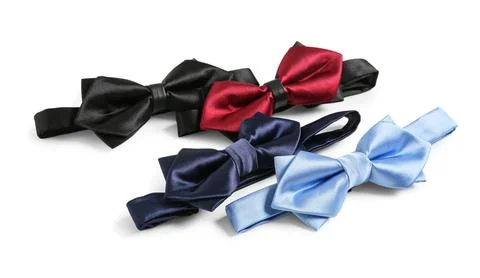Different stylish bow ties on white background Stock Photos