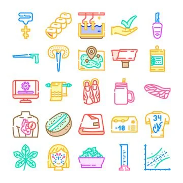 Different subject collection line colored icons Stock Illustration