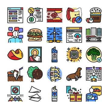 Different subject icons representing diverse concepts 스톡 일러스트