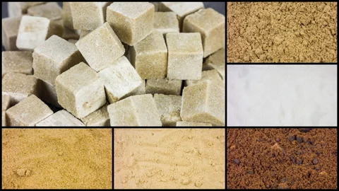 Different sugar in a multi-screen rotate Stock Footage 90104920