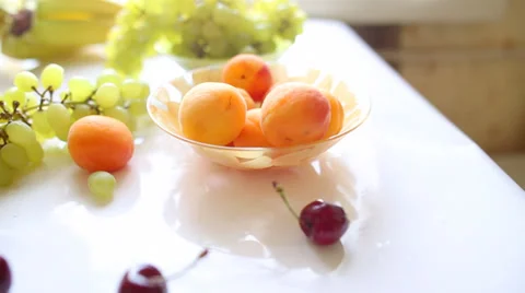 Different Summer fruits on a table Stockbeeldmateriaal 39367897
