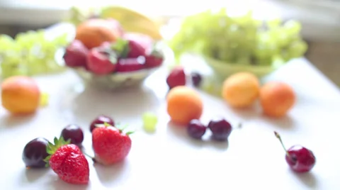 Different Summer fruits on a table Stockbeeldmateriaal 39550008
