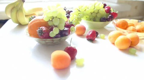 Different Summer fruits on a table Stock Footage 39776199