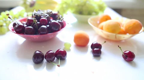 Different Summer fruits on a table Stockbeeldmateriaal 42491646