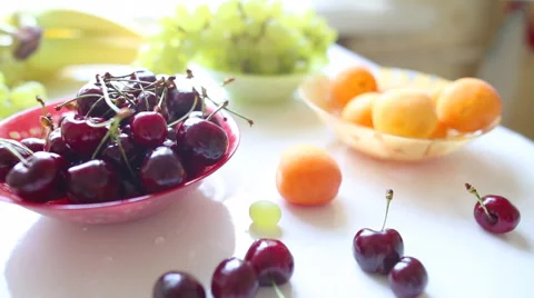 Different Summer fruits on a table Stockbeeldmateriaal 42545397