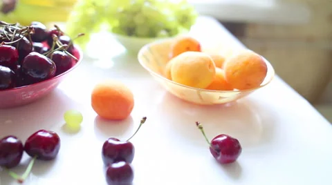 Different Summer fruits on a table Stockbeeldmateriaal 51313532