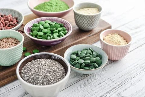 Different super foods Stock Photos