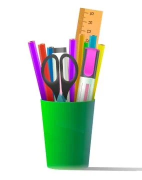 Different supplies in cup Stock Illustration