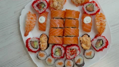 Different sushi on a platter Video stock 233285241