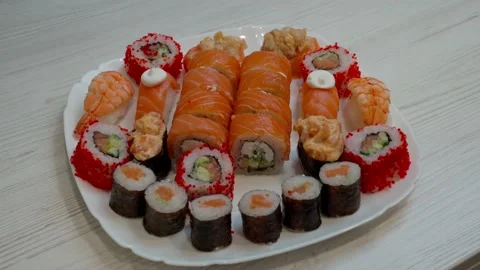 Different sushi on a platter Video stock 233285247
