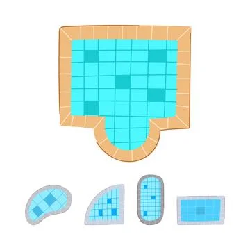 Different swimming pool layouts and construction design Stock Illustration