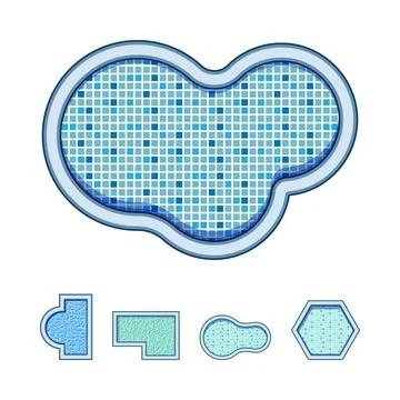 Different swimming pool top views and shapes Stock Illustration