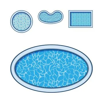 Different swimming pools top view set design Stock Illustration