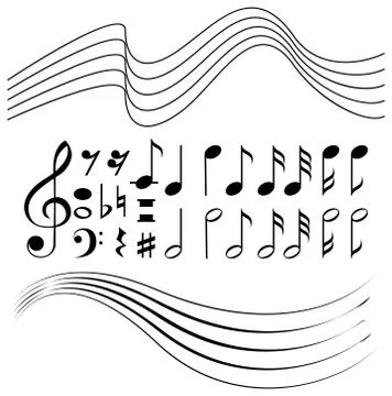 Different symbols of music notes and line paper Stock Illustration