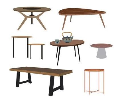 Different Table set vector isolated on white. Stock Illustration