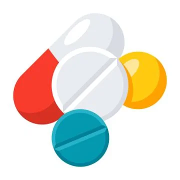Different Tablets and Pills Stock Illustration