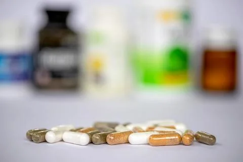 Different tablets on the table Stock Photos