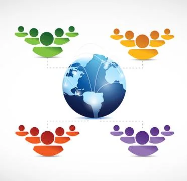 Different teams of people working together Stock Illustration
