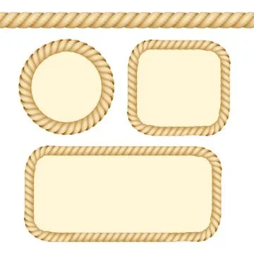 Different Thickness Rope Frames and Borders Set. Vector Stock Illustration