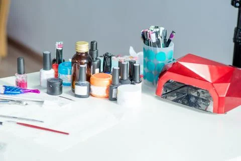 Different things for manicure on a table Stock Photos