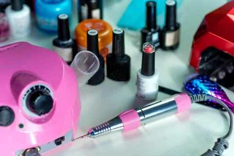 Different things for manicure on a table Stock Photos