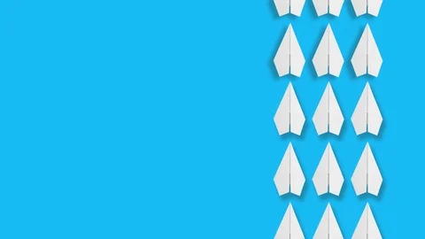 Different thinking concept.red paper plane leaving a group Stock Footage 115835610