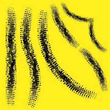 Different tire tracks four Stock Illustration