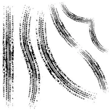 Different tire tracks one Stock Illustration