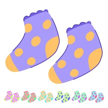 Different toddler socks vector cartoon graphic Stock Illustration