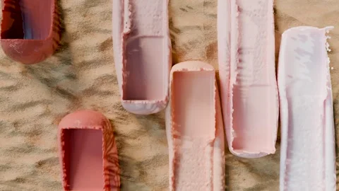 Different Tones Makeup Liquid foundation smears closeup, Moisturising Gel Fluid Stock Footage 309780061