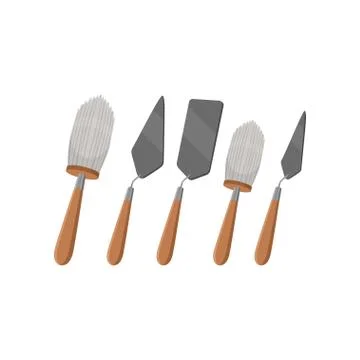 Different tools for archeology excavations. Big and small brush, three various Stock Illustration