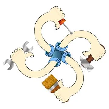 Different tools in hands Stock Illustration