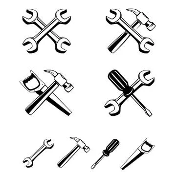 Different tools silhouette icon Stock Illustration