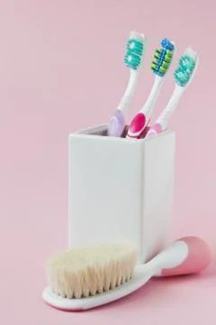 Different toothbrushes Foto stock