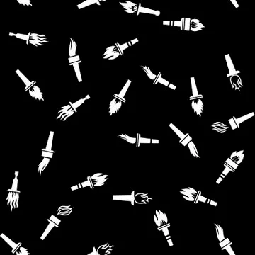 Different Torch Silhouette Seamless Pattern Stock Illustration