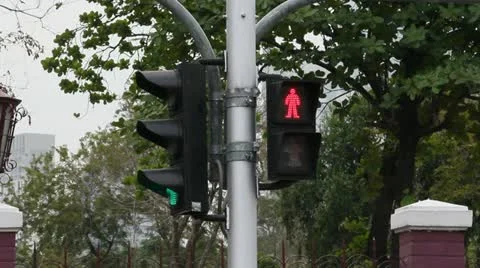 The different traffic light changes from red to green Stock Footage 10811827