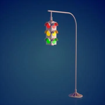 Different Traffic Light on Dark Blue Backdrop. Illustrazione stock