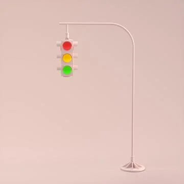 Different Traffic Light on Soft Red Backdrop. Illustrazione stock