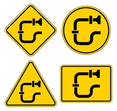 Different Traffic Signs Featuring Pipe Symbols in Yellow Color Schema 스톡 일러스트