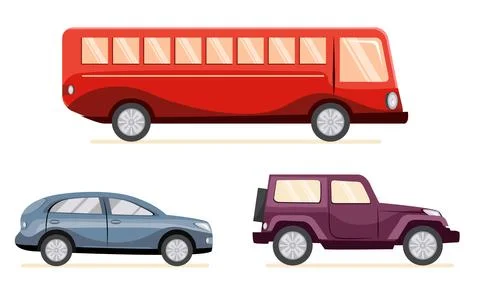 Different transport vehicles collection Illustrazione stock