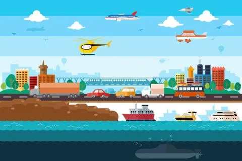 Different transportation Stock Illustration