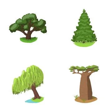 Different tree types illustrating nature and botanical ecosystems Stock Illustration