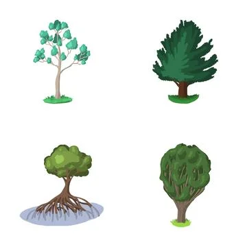 Different tree types vector illustration set on white Stock-Illustration