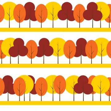 Different Trees Natural Seamless Pattern Background Vector Illus 스톡 일러스트