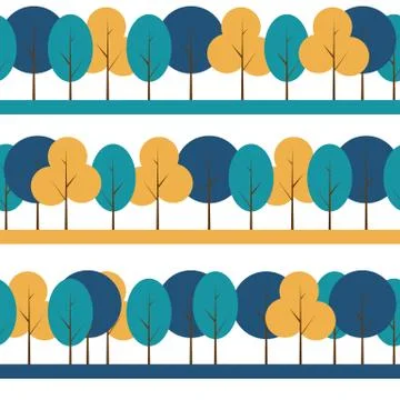 Different Trees Natural Seamless Pattern Background Vector Illus イラスト素材