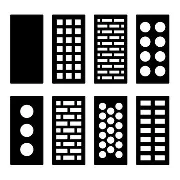 Different Type Bricks Icons Set. Vector Illustration